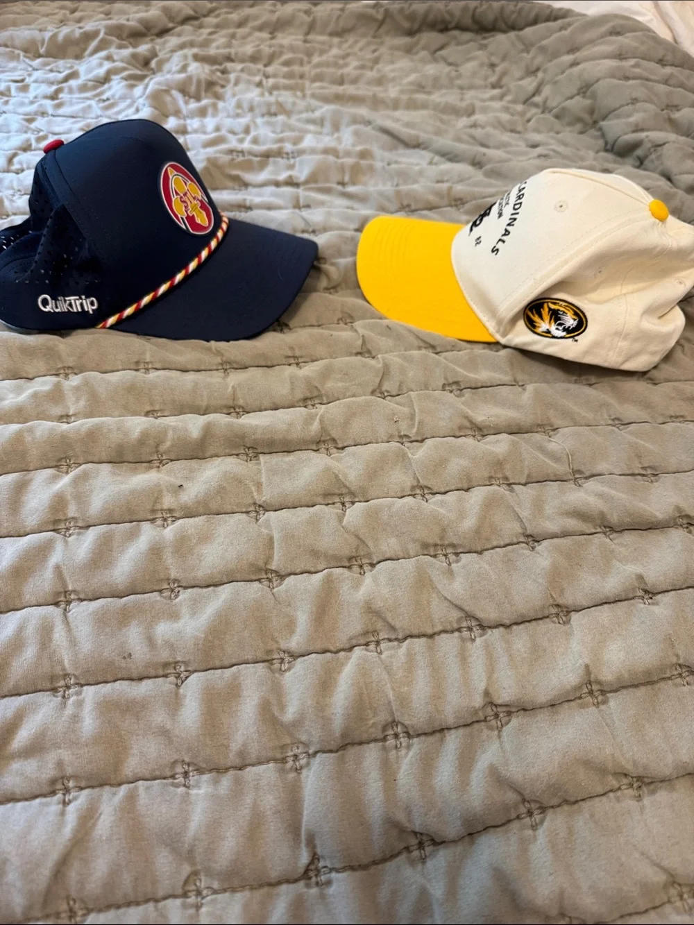STL Cardinal and quick trip collab hat. STL Cardinal and Mizzou collab hat.